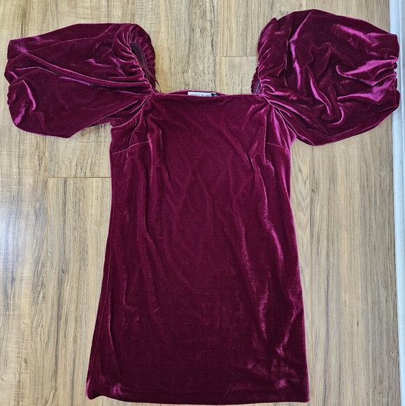New REBECCA MINKOFF Vienne Velvet Fushia Mini Dress - Picture 3 of 11